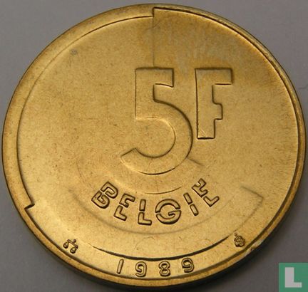 Belgium 5 francs 1989 (NLD) - Image 1