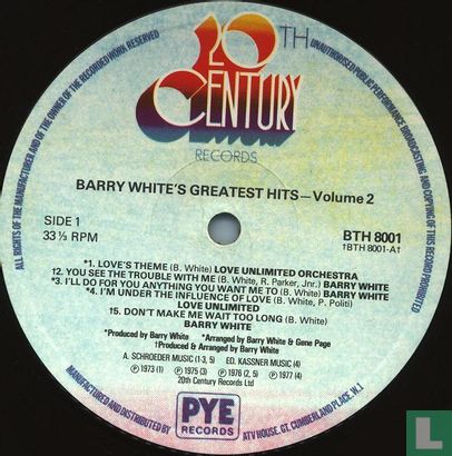 Barry White - Greatest Hits Volume Two  - Afbeelding 3