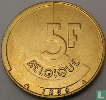 Belgique 5 francs 1989 (FRA) - Image 1