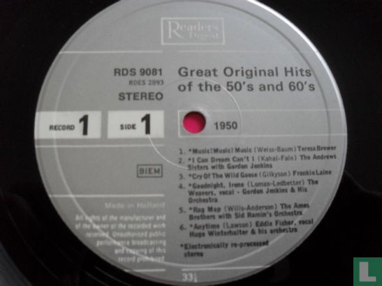 Great original hits of the 50's and 60's - Bild 3