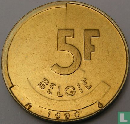 Belgium 5 francs 1990 (NLD) - Image 1