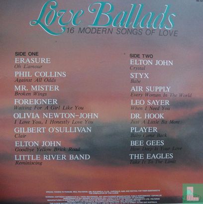 Love Ballads 16 modern songs of love - Afbeelding 2