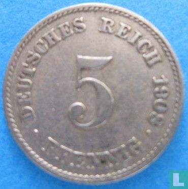 German Empire 5 pfennig 1908 (J) - Image 1