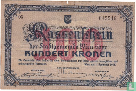 Oostenrijk Wien 100 Kronen 1918 - Afbeelding 1