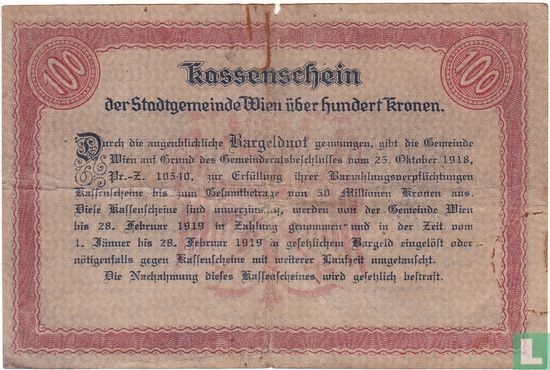 Wien 100 Kronen 1918 - Bild 2