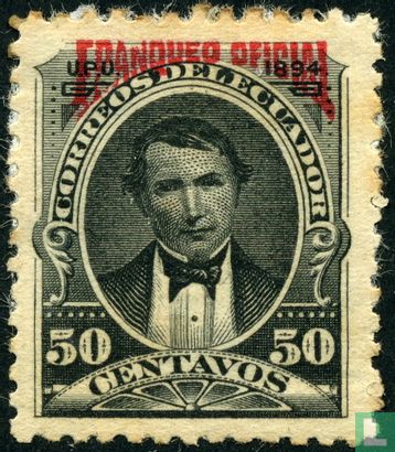 Vicente Rocafuerte with overprint