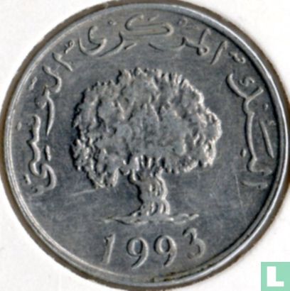 Tunesië 5 millim 1993 - Afbeelding 1
