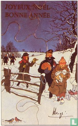 Carte de Voeux Tintin 1960 - Kerstkaart Kuifje 1960