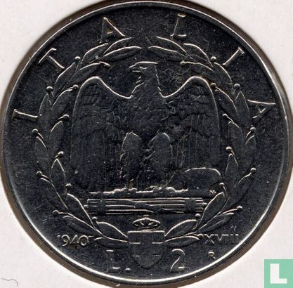 Italie 2 lire 1940 (non magnétique) - Image 1