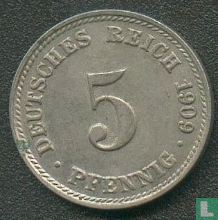 Duitse Rijk 5 pfennig 1909 (D) - Afbeelding 1