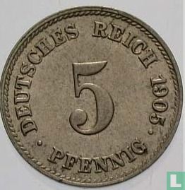 Empire allemand 5 pfennig 1905 (J) - Image 1