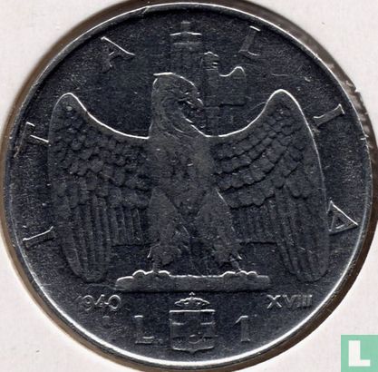 Italië 1 lira 1940 (magnetisch) - Afbeelding 1