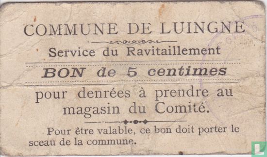 Luingne 5 Centimes ND (~1916) - Bild 1