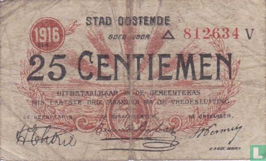 Oostende 25 Centiemen 1916 - Afbeelding 1