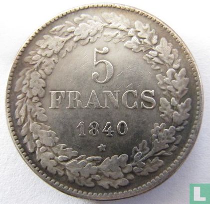 België 5 francs 1840 - Bild 1