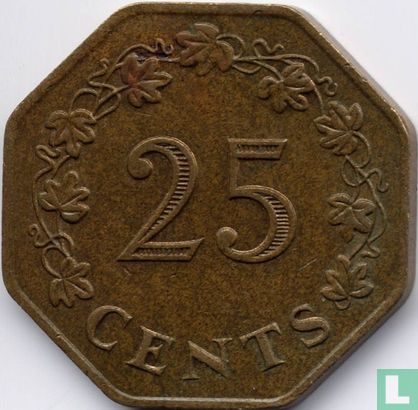 Malta 25 cents 1975 "First anniversary Republic of Malta" - Afbeelding 2