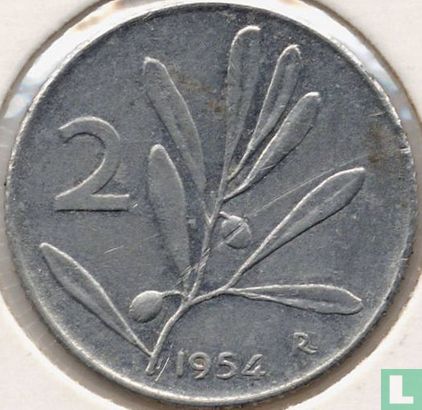 Italië 2 lire 1954 - Afbeelding 1