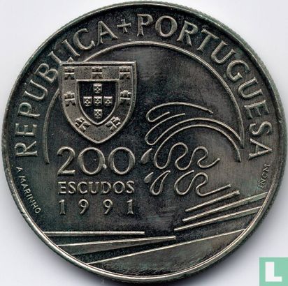 Portugal 200 escudos 1991 (koper-nikkel) "Columbus and Portugal" - Afbeelding 1