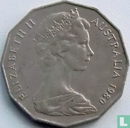 Australia 50 cents 1980 (without bars behind emu) - Image 1