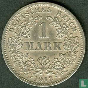 Empire allemand 1 mark 1912 (J) - Image 1
