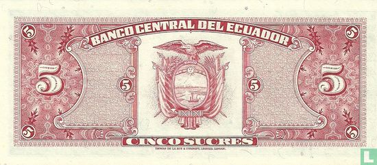 Ecuador 5 Sucres 1980 - Afbeelding 2