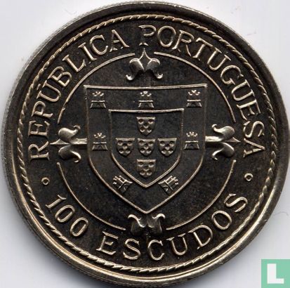 Portugal 100 escudos 1987 (koper-nikkel) "Nuno Tristão reached river Gambia in 1446" - Afbeelding 2
