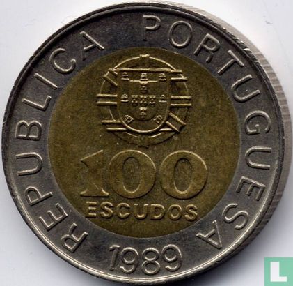 Portugal 100 escudos 1989 (6 vlakken op rand) - Afbeelding 1