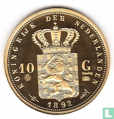 Gouden 10 gulden 1892, herslag - Afbeelding 1
