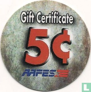 AAFES 5c 2001 Military Picture Pog Gift Certificate - Image 1