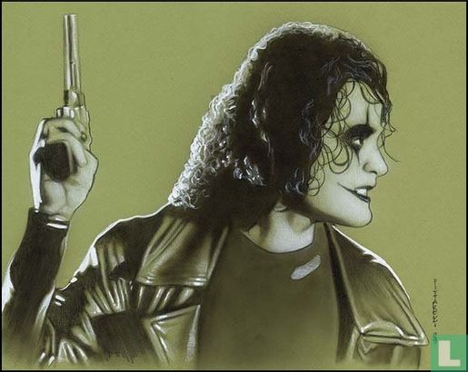 Brandon Lee The Crow drawing used for print and ansichkaart