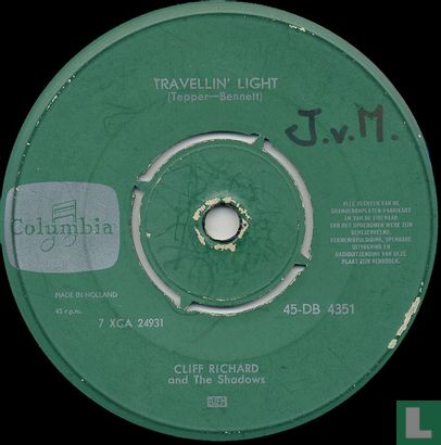 Travellin' Light Single 4351 (1961) - Cliff Richard & -