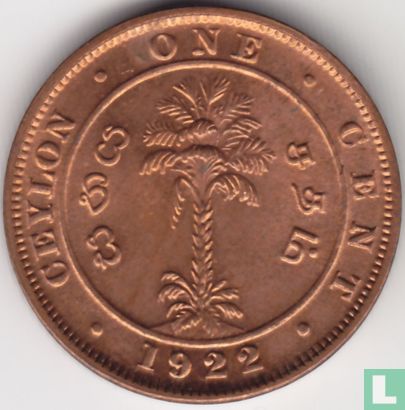 Ceylon 1 Cent 1922 - Bild 1