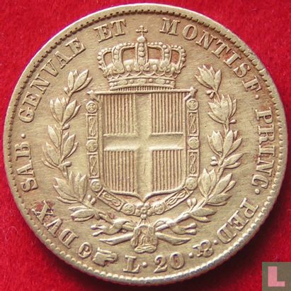 Sardinië 20 lire 1839 - Afbeelding 2