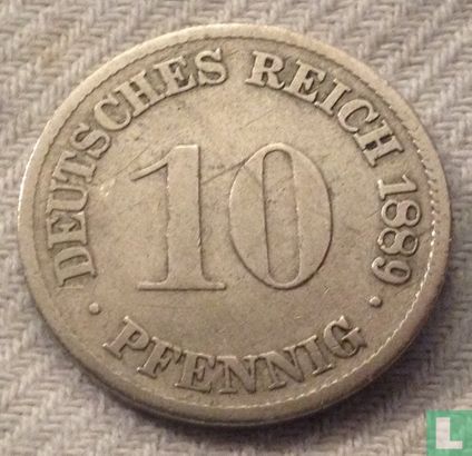 Duitse Rijk 10 pfennig 1889 (D) - Afbeelding 1