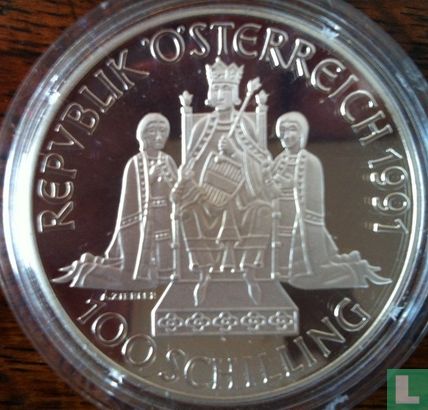 Austria 100 schilling 1991 (PROOF) "King Rudolph I of Habsburg" - Image 1