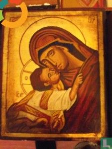 Orthodox icon gold leaf, oil / wood - Virgin and Child