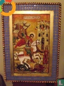 Huile icône orthodoxe - bord de St. George Mosaic