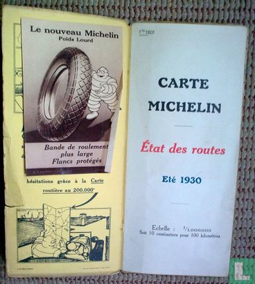 Carte Michelin Etat des Routes France Nord Eté 1930 - Afbeelding 2