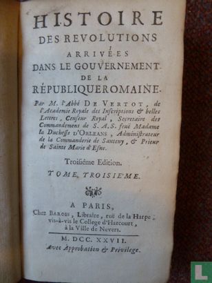 Histoire des revolutions arrivées dans le gouvernement de la république Romaine 3 - Afbeelding 3