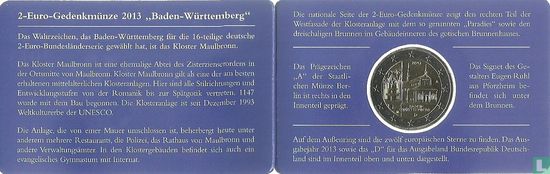 Duitsland 2 euro 2013 (coincard - A) "Baden - Württemberg" - Afbeelding 1