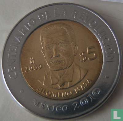 Mexico 5 pesos 2009 "Centenary of Revolution - Filomeno Mata" - Afbeelding 1