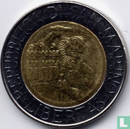 San Marino 500 lire 1994 "St. Marino receiving mount Titano" - Afbeelding 2