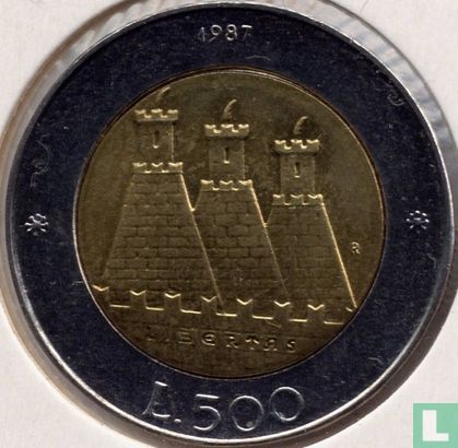 San Marino 500 lire 1987 "15th anniversary Resumption of Sammarinese coinage" - Afbeelding 1