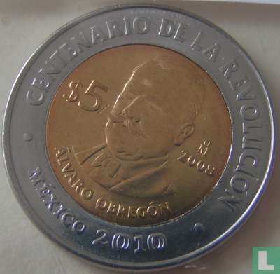 Mexico 5 pesos 2008 "Centenary of Revolution - Álvaro Obregón" - Afbeelding 1