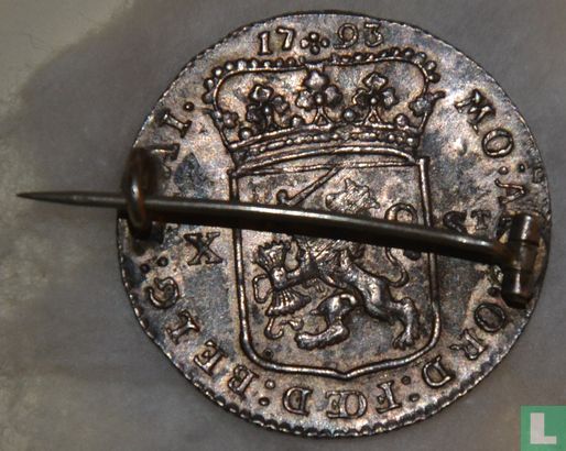 Utrecht halve gulden 1793 bewerkt tot speld > Afd. Sieraden > Spelden - Afbeelding 1