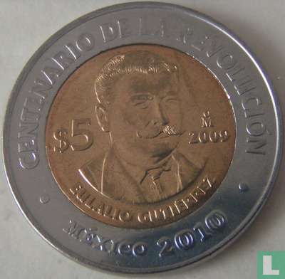 Mexiko 5 Peso 2009 "Centenary of Revolution - Eulalio Gutiérrez" - Bild 1