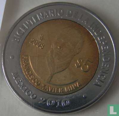 Mexico 5 pesos 2008 "Bicentenary of Independence - Francisco Xavier Mina" - Afbeelding 1