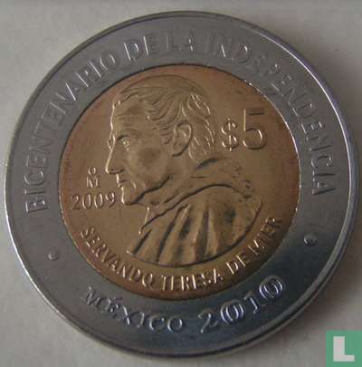 Mexico 5 pesos 2009 "Bicentenary of Independence - Servando Teresa De Mier" - Afbeelding 1