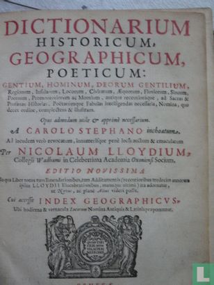 Dictionarium Historicum Geographicum..Deorum Gentilium - Afbeelding 2