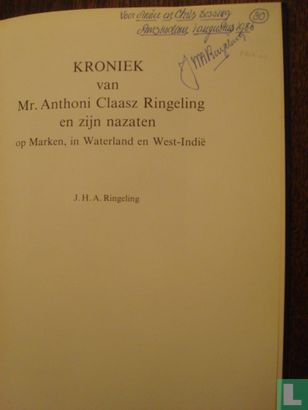 Kroniek van Mr. Anthoni Claasz Ringeling en zijn nazaten op Marken, in Waterland en West-Indië - Bild 3